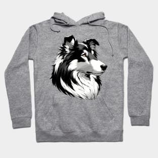 Stunning and Cool Collie Monochrome and Gold Portrait for Father's Day Hoodie